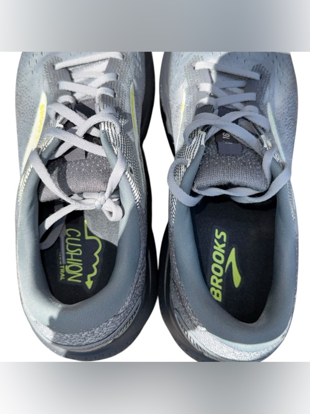 BROOKS Ghost 16 Primer Grey Lime Road Running Walking Sneakers Size 10.5 Medium - Picture 13 of 14